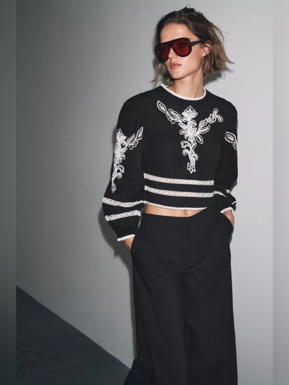 ZW Zara Collection Embroidered Blouse